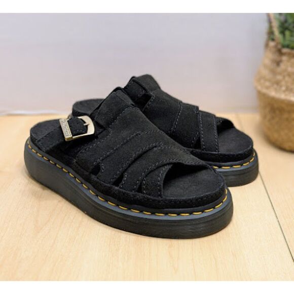 Dr. Martens Unisex Maxxy Slide Buttersoft Black Suede Leather Sandals UK 7 NWOB - Picture 2 of 13